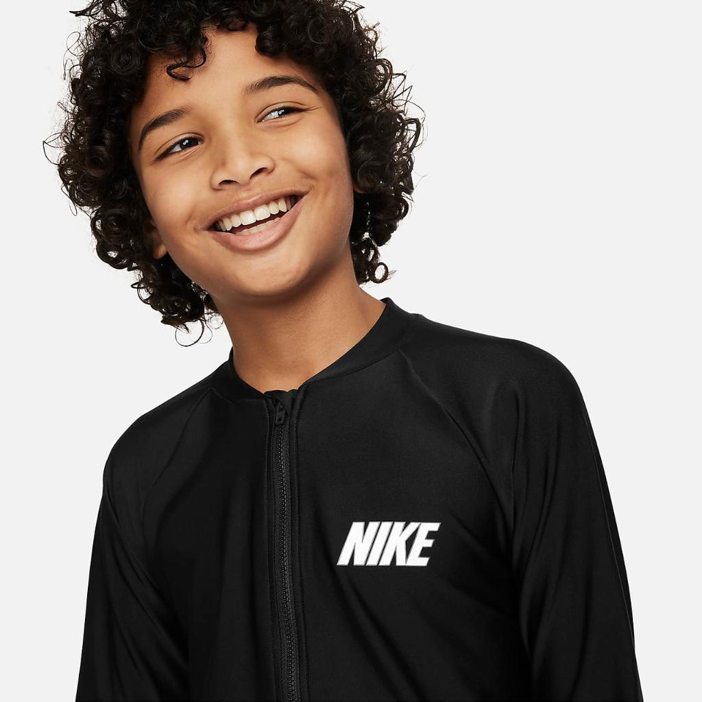 Nike Swim 3-D Swoosh Big Kids&#039; (Boys&#039;) Long-Sleeve Zip Hydroguard NESSE829-001