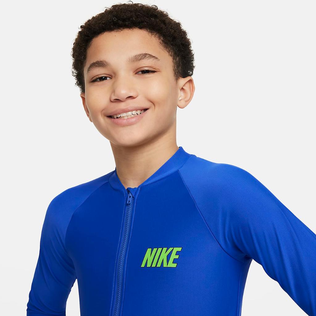 Nike Swim 3-D Swoosh Big Kids&#039; (Boys&#039;) Long-Sleeve Zip Hydroguard NESSE829-494