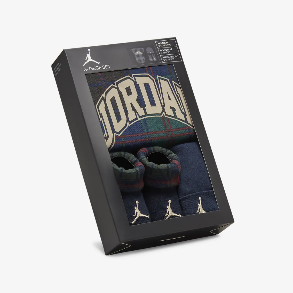 Jordan Plaid Bodysuit, Hat and Booties Box Set Baby Set NJ0558-695