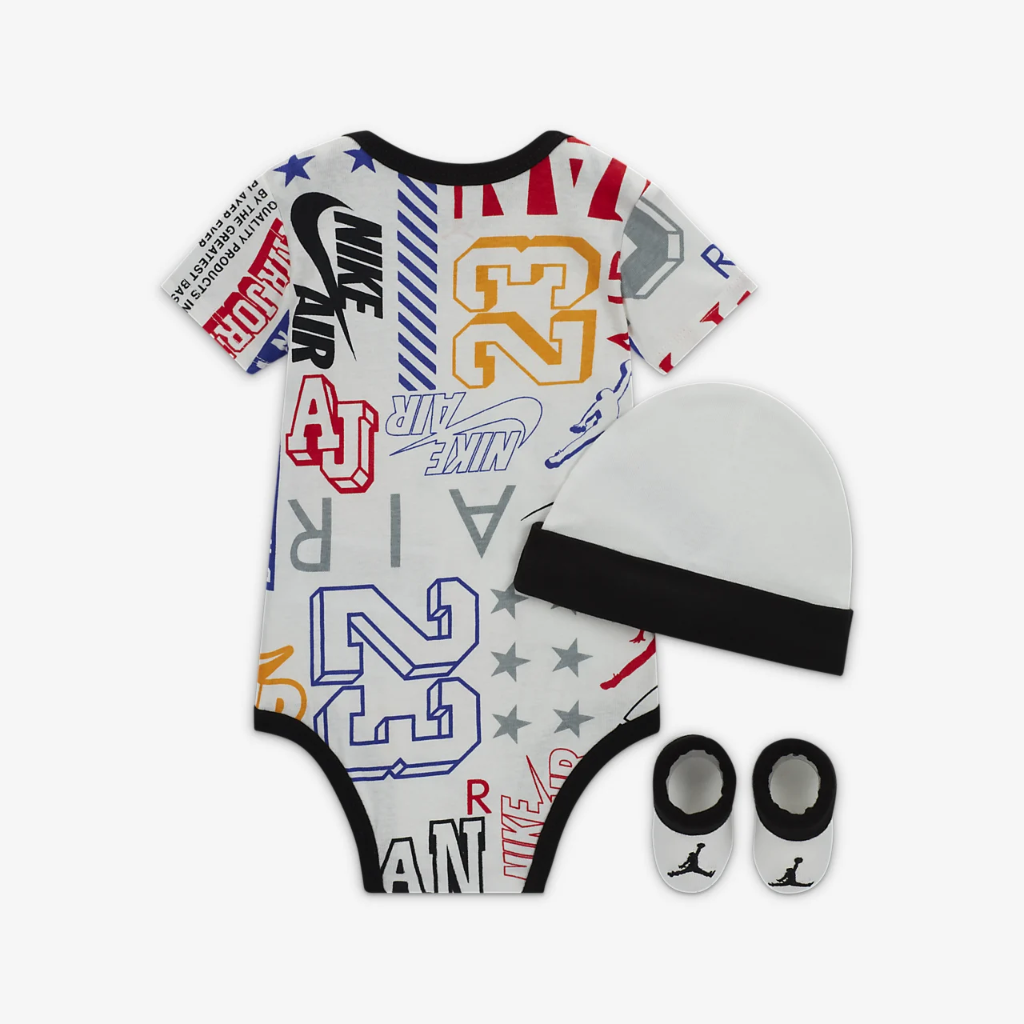 Jordan All-Over Print Bodysuit, Hat and Booties Box Set Baby Set NJ0561-782