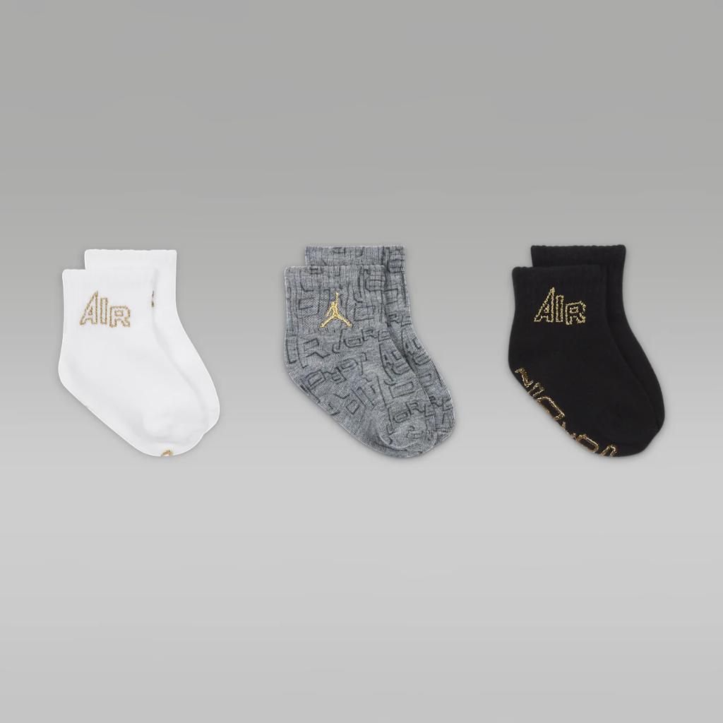 Jordan Black and Gold Gripper Socks (3 Pairs) Baby Socks NJ0644-023
