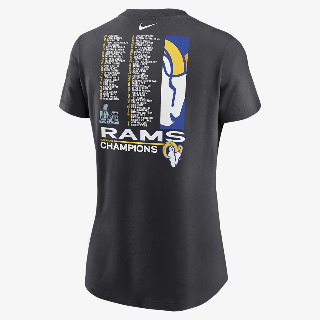 Nike Super Bowl LVI Champions Roster (NFL Los Angeles Rams) Women&#039;s T-Shirt NKAF06FF95-00E