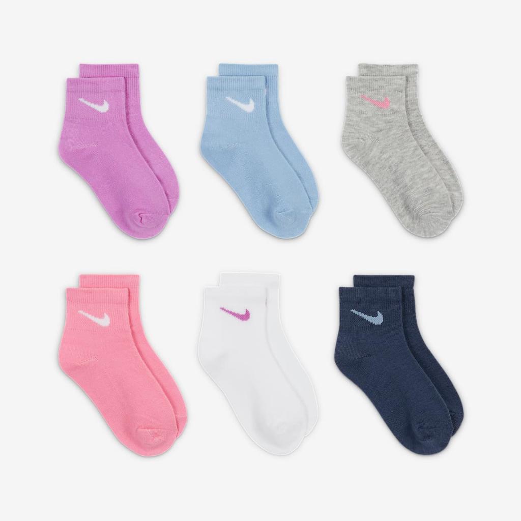 Nike Little Kids&#039; Ankle Socks (6 Pairs) RN0357-P3R